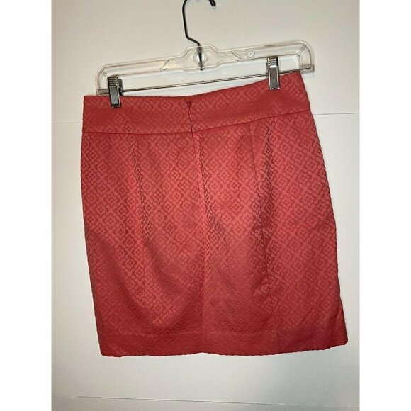 Ann Taylor Petite Sz 00P Textured Pencil Skirt Pink Geometric Pattern - Picture 3 of 4